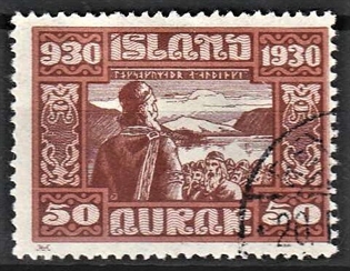 FRIMÆRKER ISLAND | 1930 - AFA 135 - Alting 1000 års jubilæum - 50 aur rødbrun - Stemplet
